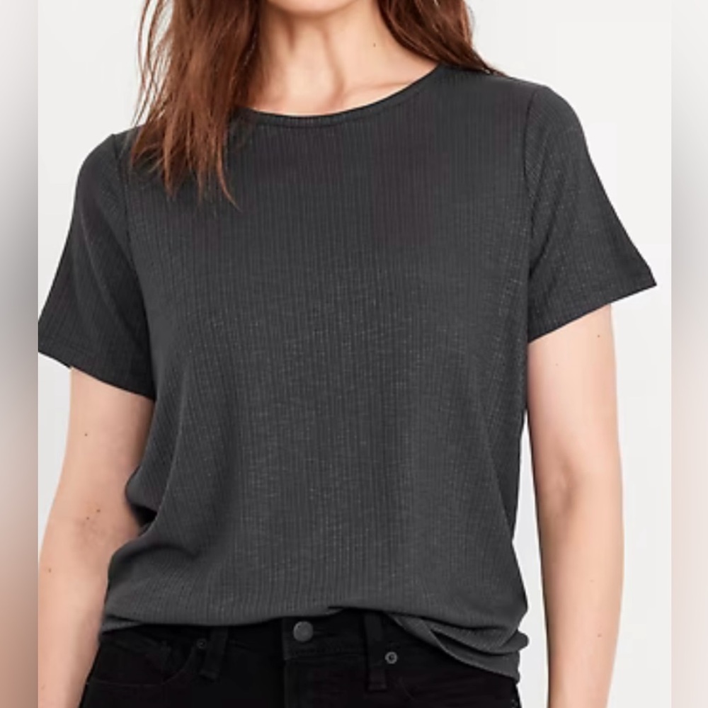 New! With Tags! Gray Old Navy Luxe Ribbed Slub-Knit T-Shirt. Panther. Size: XXL.